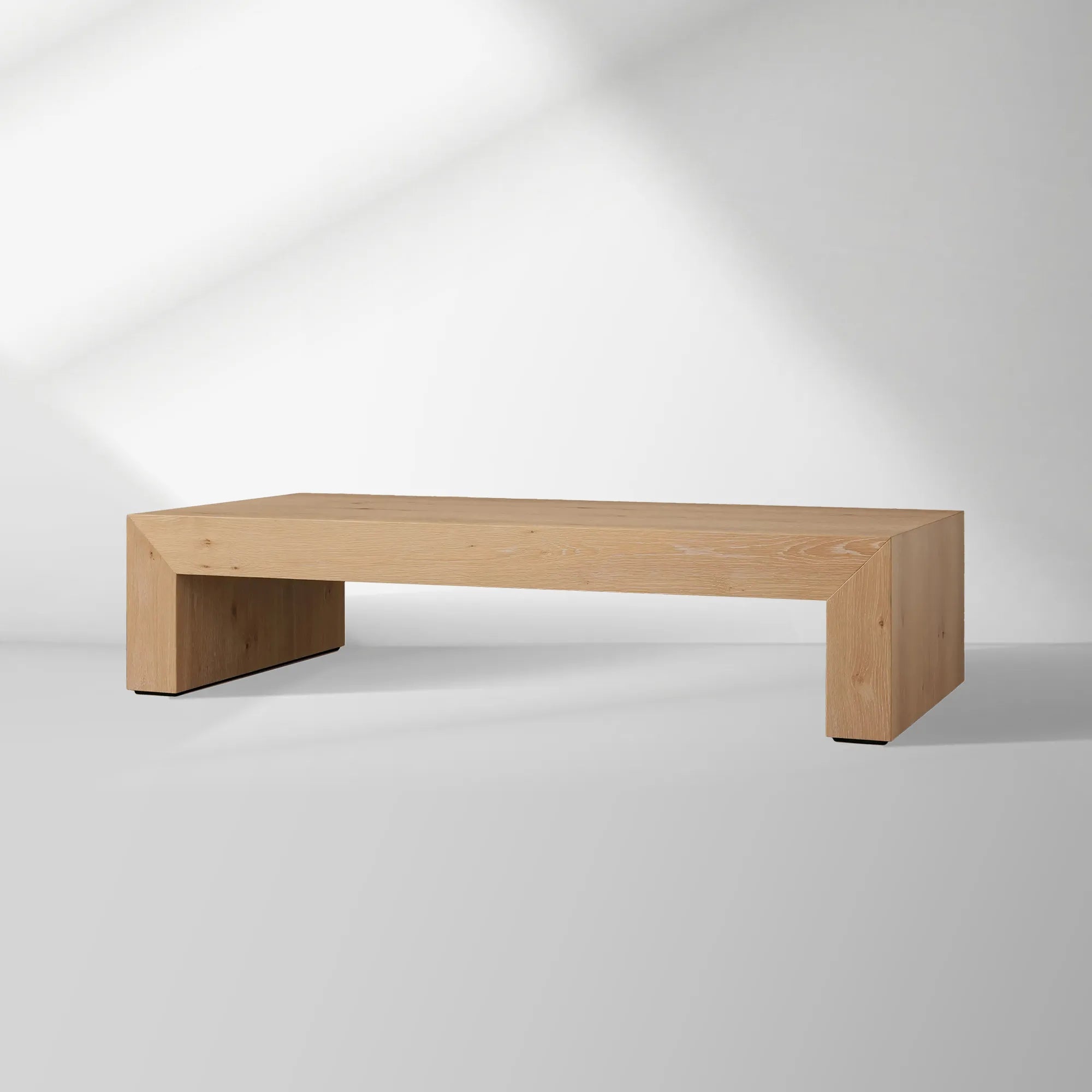 Sullivan Rectangle Waterfall Coffee Table with Solid Oak Wood  Center Tea Table Rural Style Cocktail Table