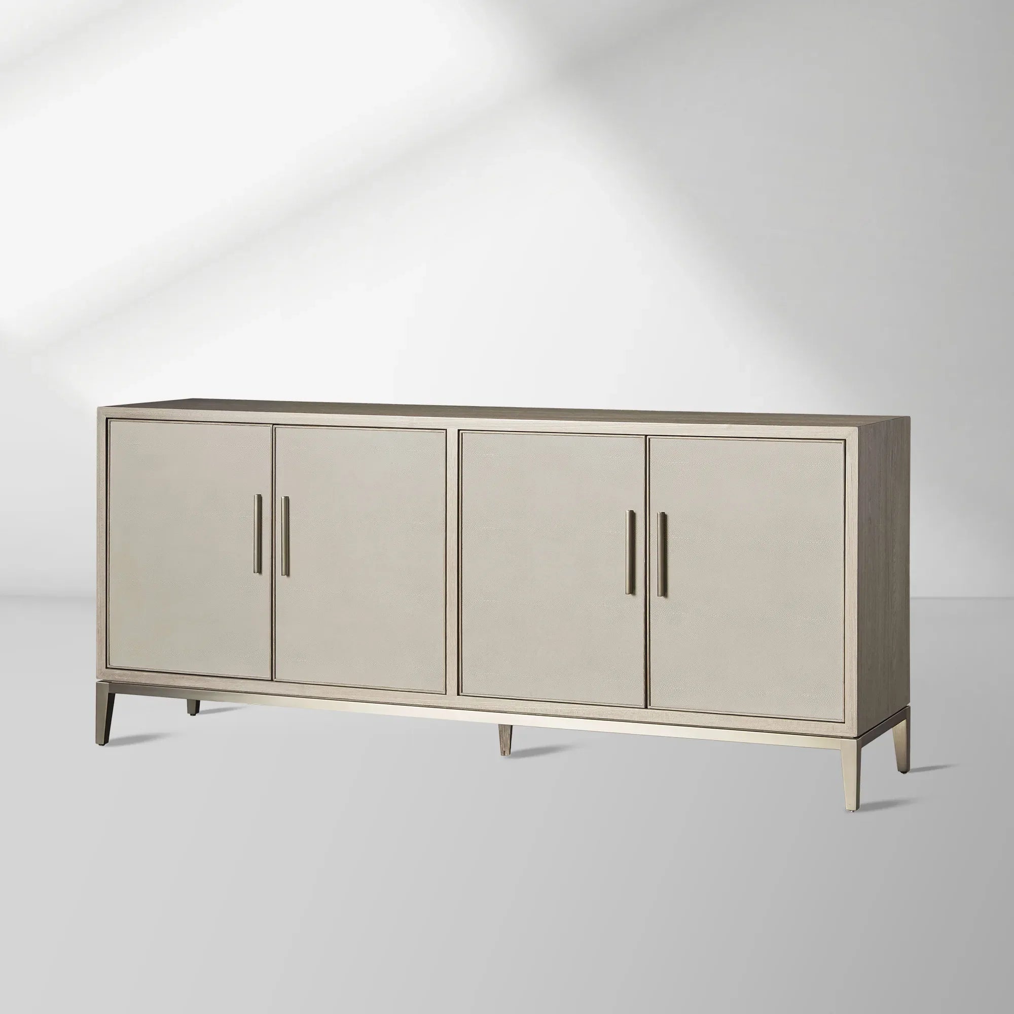 Malone Leather Panels Buffet Sideboard Luxury Wood Entryways Cabinet