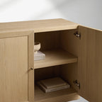 Nason Modular Four-Door Media TV Stand in Solid Oak Side Cabinet Television Storage Unit Wood Sideboard with Modern Minimalist Style