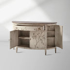 Sofia Bell'Arte Wood Demilune Buffet Sideboard Distressed Entryways Cabinet
