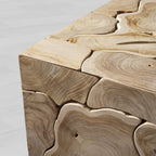 Kalmar Rectangle Coffee Table with Teak Wood Living Room Center Tea Table Unique Character