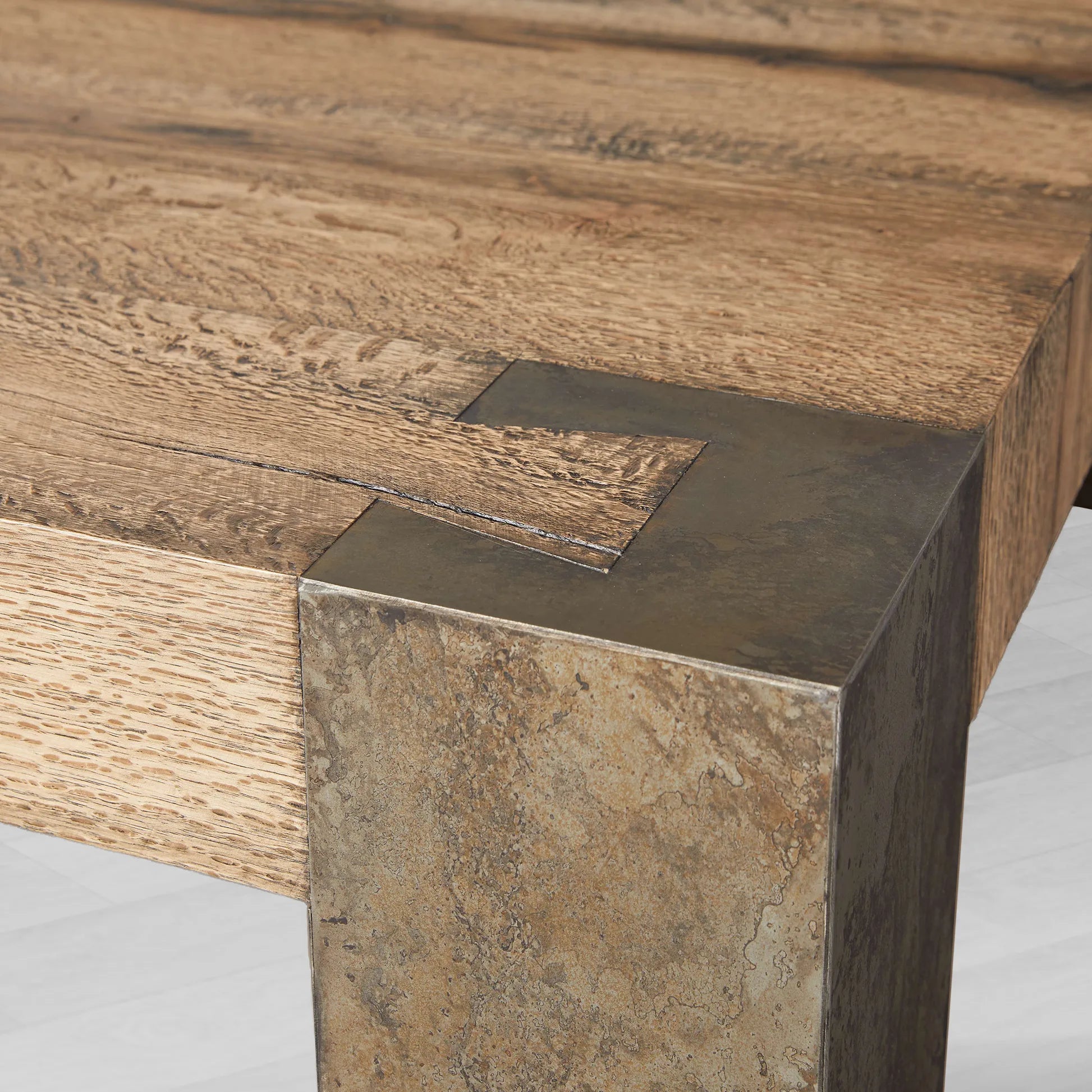 Telluride Square Oak Coffee Table with Solid Oak Wood Veneers Cocktail Table Living Room Center Tea Table Vintage Style
