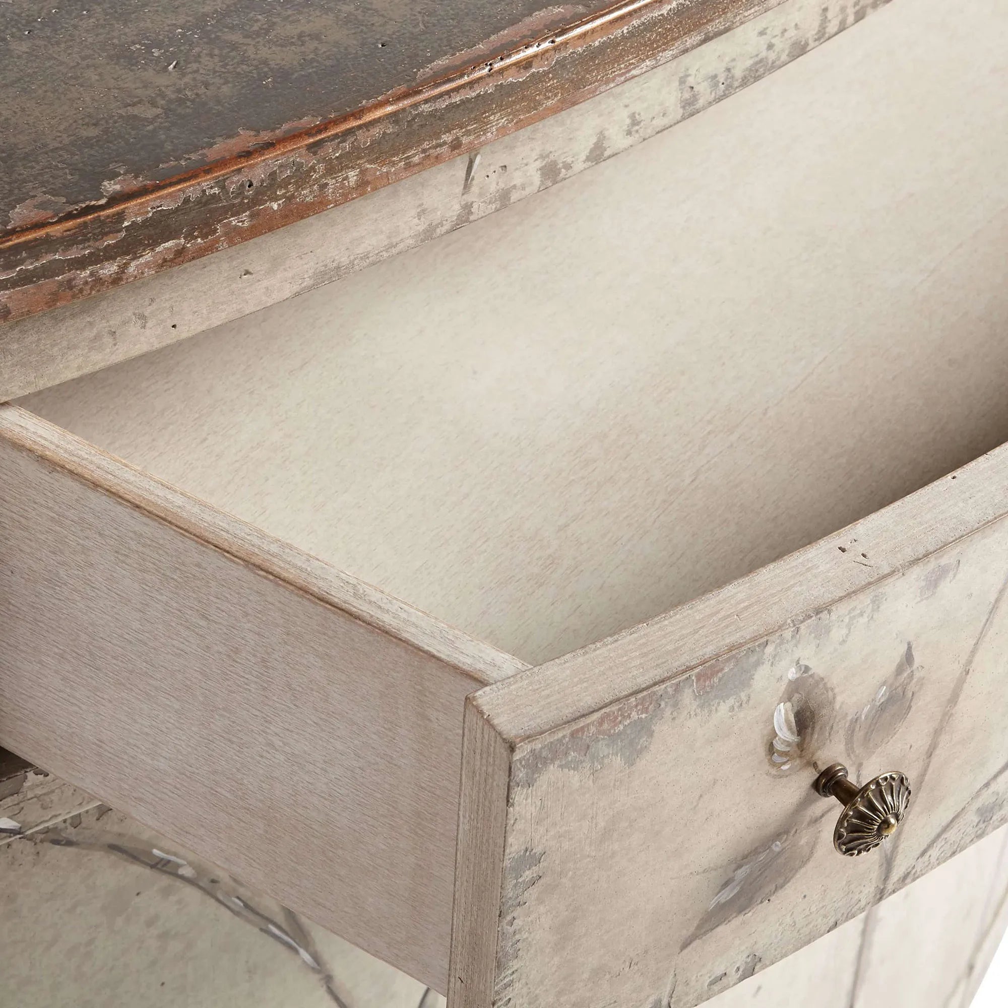 Sofia Bell'Arte Wood Demilune Buffet Sideboard Distressed Entryways Cabinet