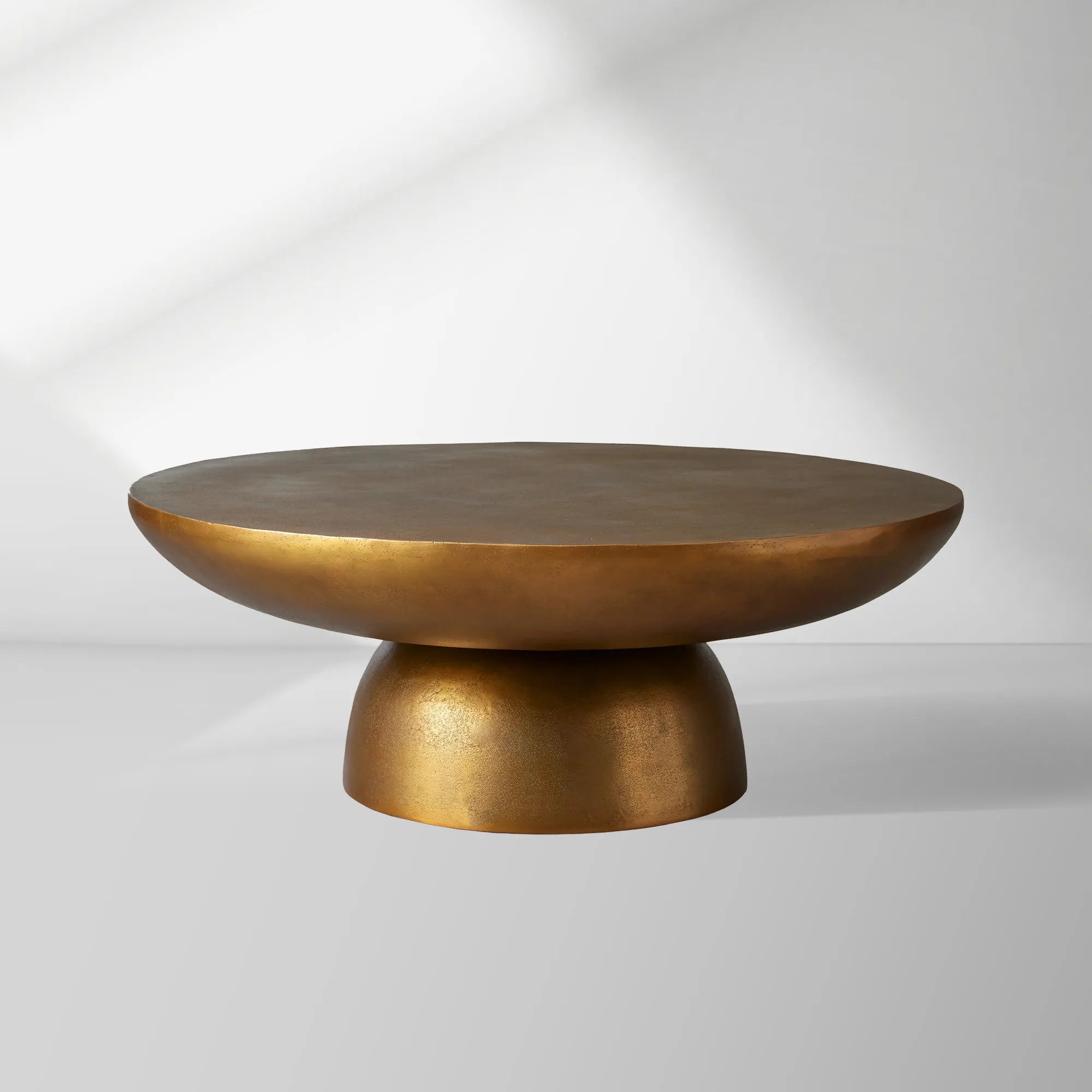 Kyoto Round Coffee Table with Nickel-Plated Cast Aluminum Living Room Metal Center Tea Table Cocktail Table