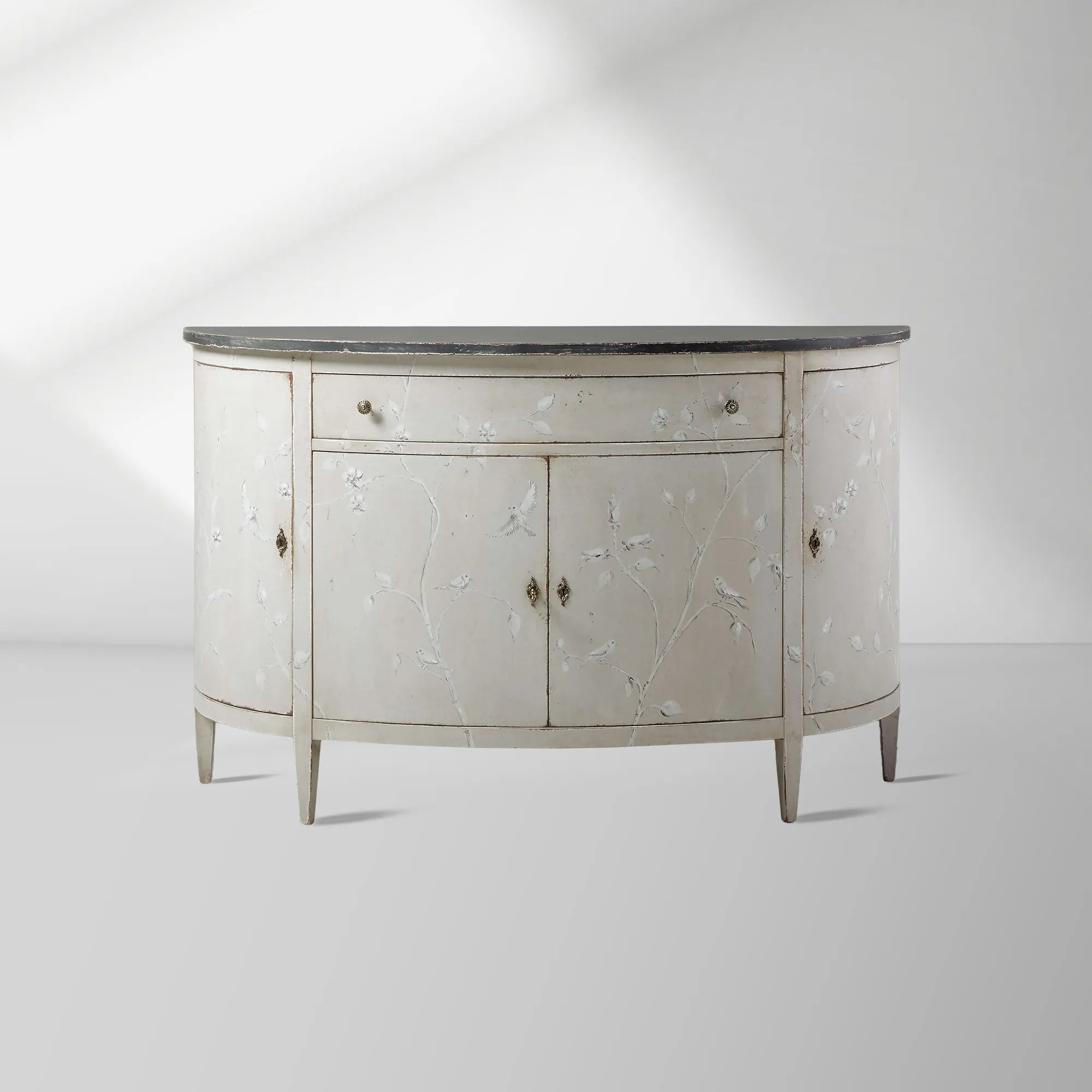 Sofia Bell'Arte Wood Demilune Buffet Sideboard Distressed Entryways Cabinet