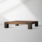 Telluride Square Oak Coffee Table with Solid Oak Wood Veneers Cocktail Table Living Room Center Tea Table Vintage Style