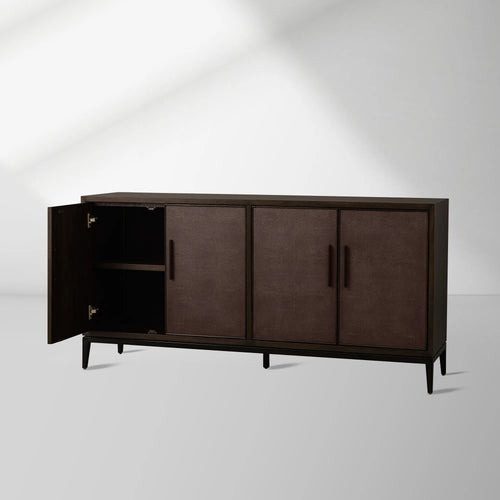 Malone Leather Panels Buffet Sideboard Luxury Wood Entryways Cabinet