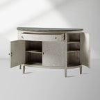 Sofia Bell'Arte Wood Demilune Buffet Sideboard Distressed Entryways Cabinet