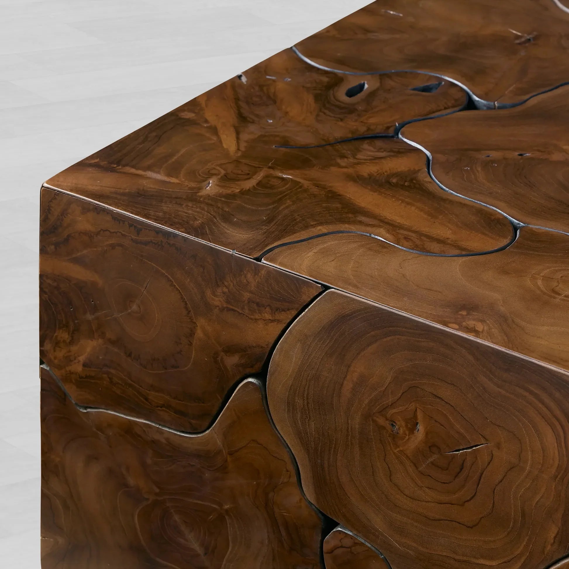Kalmar Rectangle Coffee Table with Teak Wood Living Room Center Tea Table Unique Character