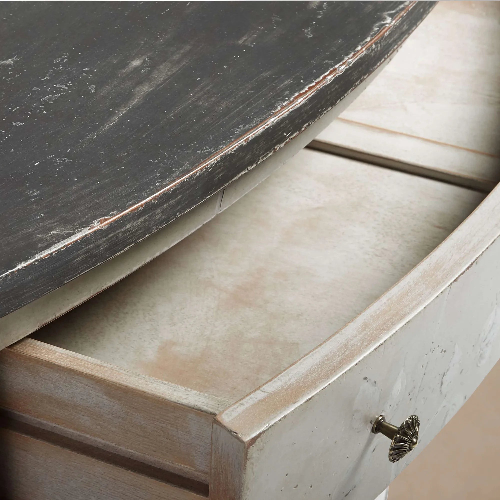 Sofia Bell'Arte Wood Demilune Buffet Sideboard Distressed Entryways Cabinet