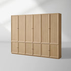 Nason Modularer hoher Eichenschrank für moderne Wohnzimmer mit großen Schließfächern