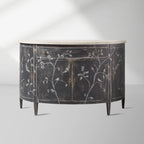 Sofia Bell'Arte Wood Demilune Buffet Sideboard Distressed Entryways Cabinet