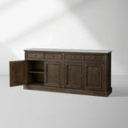 Kensington Pine Wood Buffet Sideboard Marble Top Entrance Storage Cabinet Media TV Cabinet