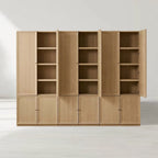 Nason Modularer hoher Eichenschrank für moderne Wohnzimmer mit großen Schließfächern