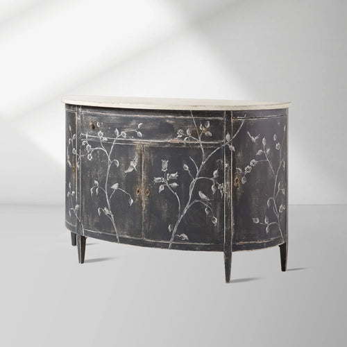 Sofia Bell'Arte Wood Demilune Buffet Sideboard Distressed Entryways Cabinet