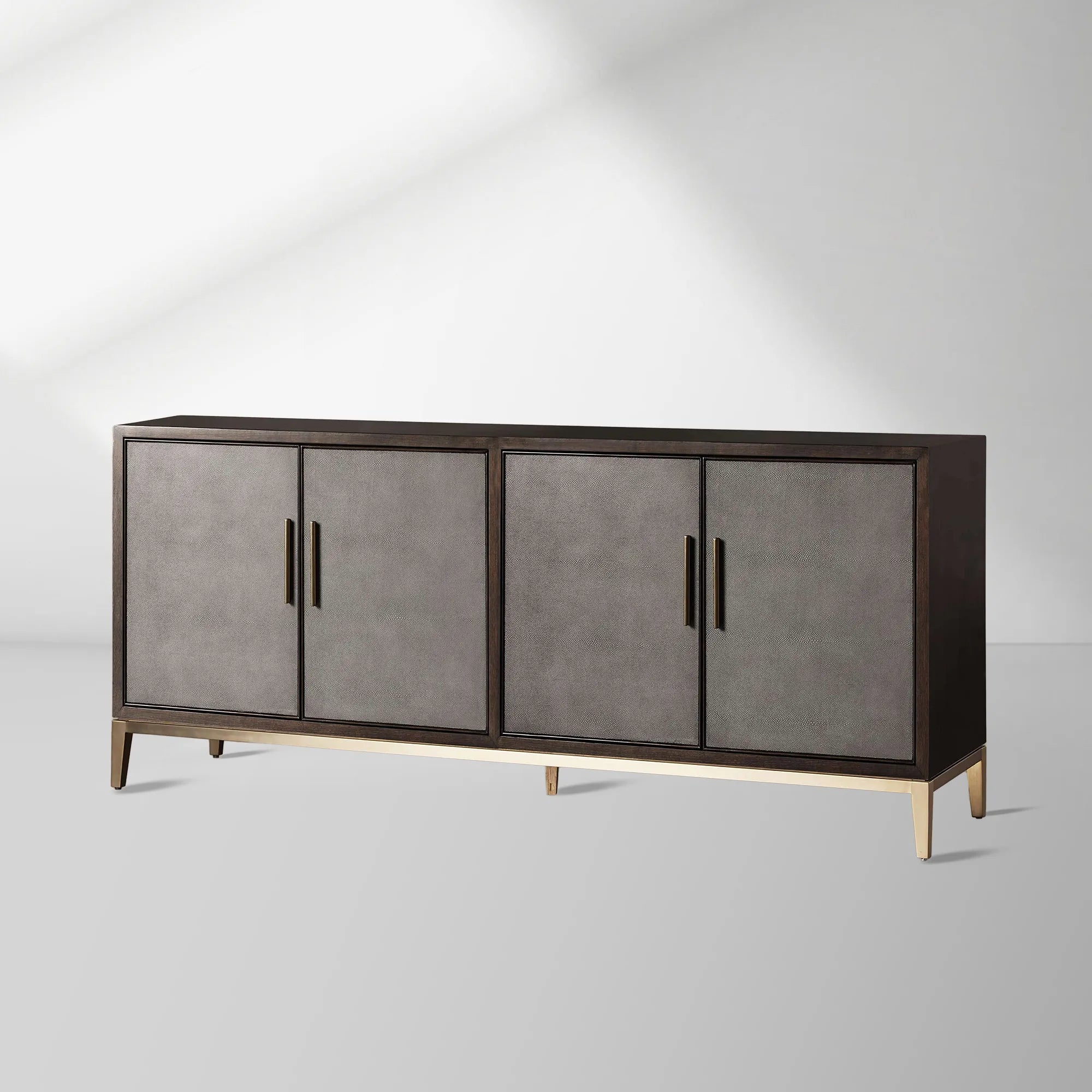Malone Leather Panels Buffet Sideboard Luxury Wood Entryways Cabinet