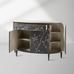 Sofia Bell'Arte Wood Demilune Buffet Sideboard Distressed Entryways Cabinet