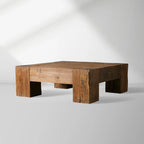 Ubud Square Wood Coffee Table with Teak Reclaimed Wood Living Room Center Tea Table Vintage Style Cocktail Table