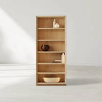 Nason Modular Tall Display Cabinets Oak Wood Bookcase with LED Lighting