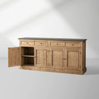 Kensington Pine Wood Buffet Sideboard Marble Top Entrance Storage Cabinet Media TV Cabinet