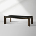 Pyet Rectangular Coffee Table with Carrara Marble Top & Solid Red Oak Wood Base Cocktail Table Elegance Living Room Center Tea Table