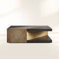 Almeria Coffee Table Guanacaste with Wood & Steel Modern Rustic Style Rectangular Sofa Center Tea Table