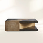 Almeria Coffee Table Guanacaste with Wood & Steel Modern Rustic Style Rectangular Sofa Center Tea Table