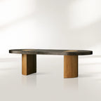 Acacius Reclaimed Yukas Wood Oval Dining Table with Naturally Oxidized Steel