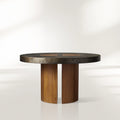 Acacius Round Reclaimed Yukas Wood Dining Table with Eco-Conscious Steel
