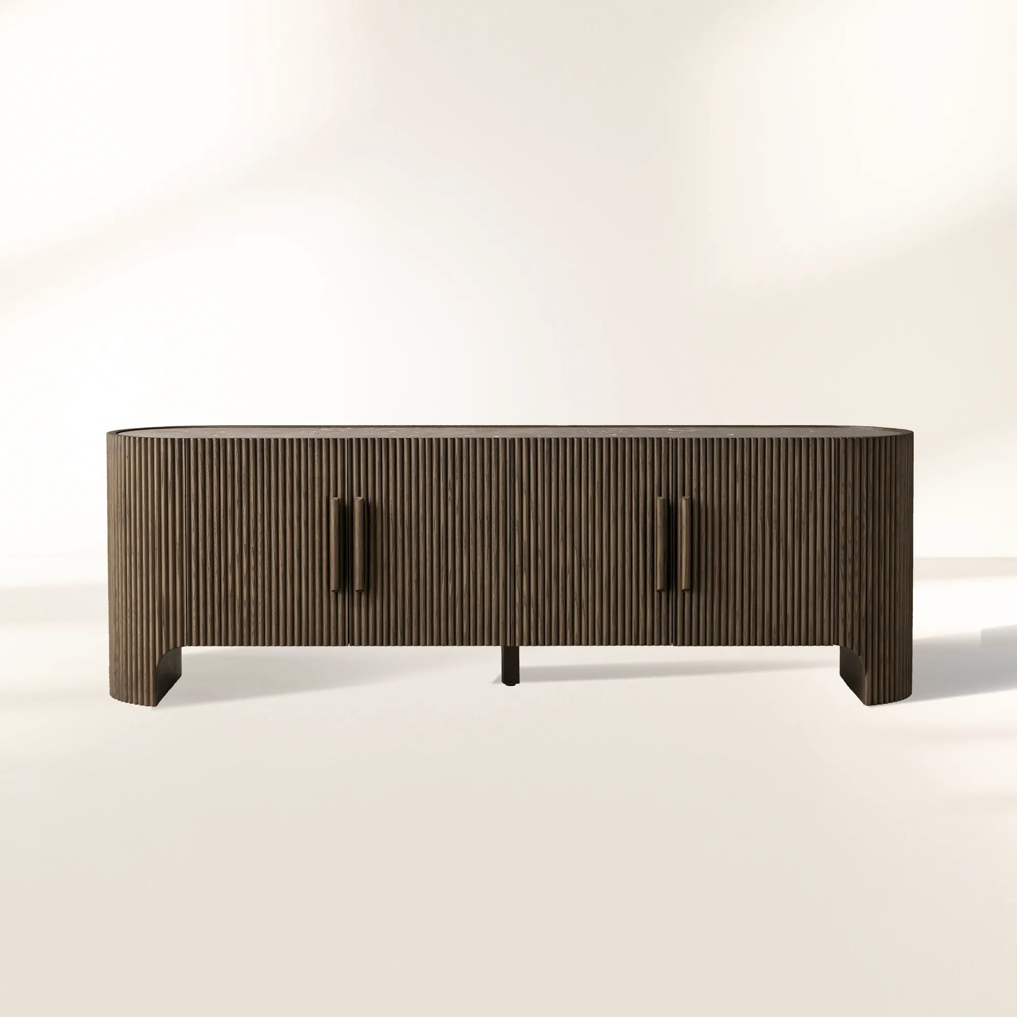 Astor Inset Marble Stone Top Buffet Sideboard Oak Wood TV Stand Unit Entryways Storage Cabinet