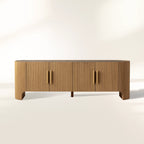 Astor Inset Marble Stone Top Buffet Sideboard Oak Wood TV Stand Unit Entryways Storage Cabinet