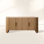 Astor Inset Marble Stone Top Buffe Sideboard Wood Media TV Cabinet Quiet Luxury Entryways Cabine