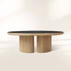 Aster Wood Oak Round Coffee Table Contemporary Sofa Center Tea Table