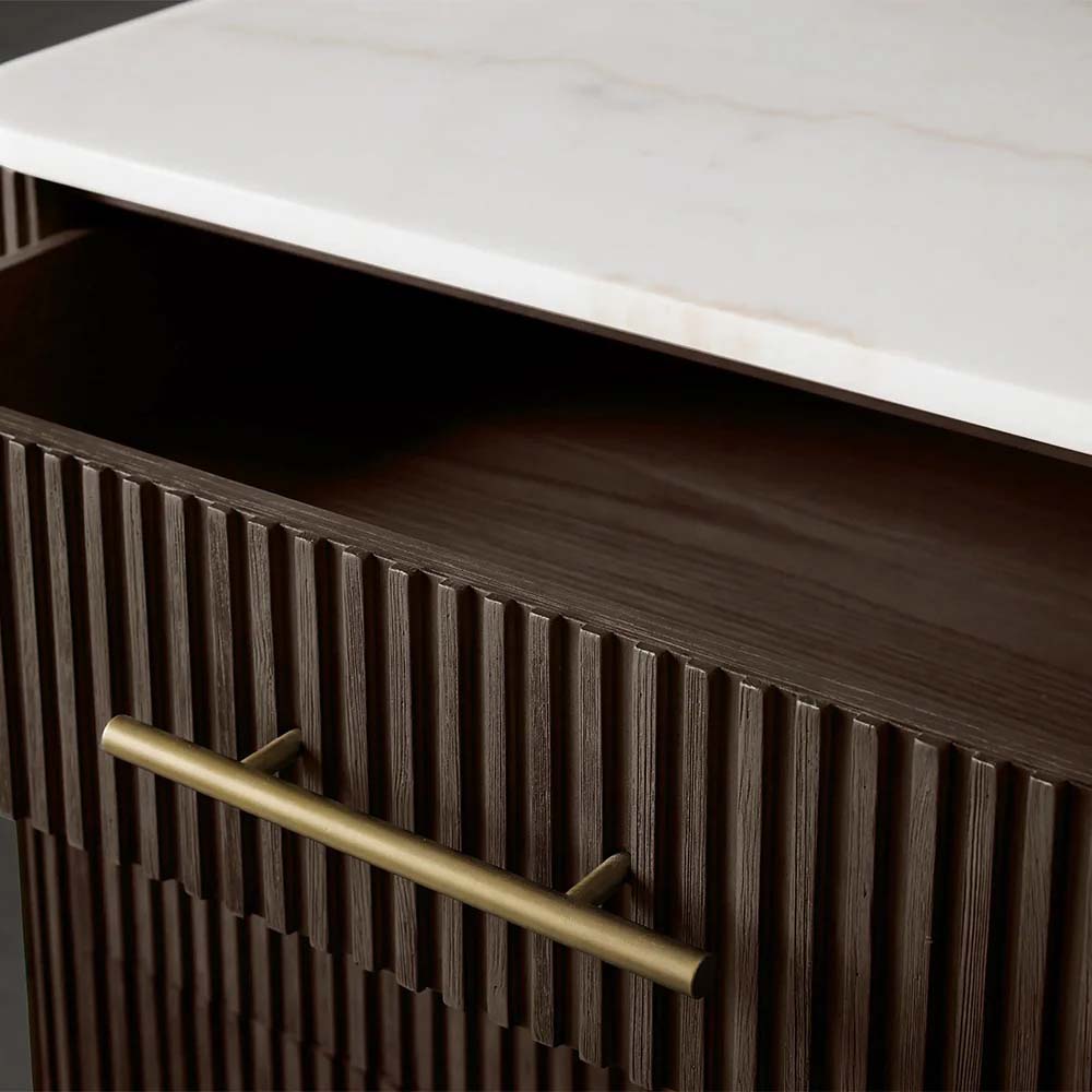 Finnley Wood Eight-Drawer Dresser with Marble or Bluestone Top Rural Chest Of 8-Drawers Cabinet