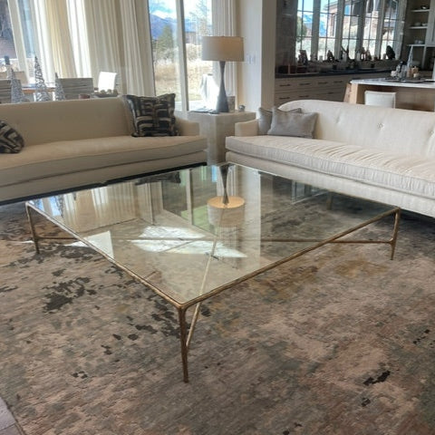 Thaddeus Metal Square Glass Coffee Table Hand-Forged Living Sofa Center Tea Table