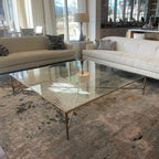 Thaddeus Metal Square Glass Coffee Table Hand-Forged Living Sofa Center Tea Table