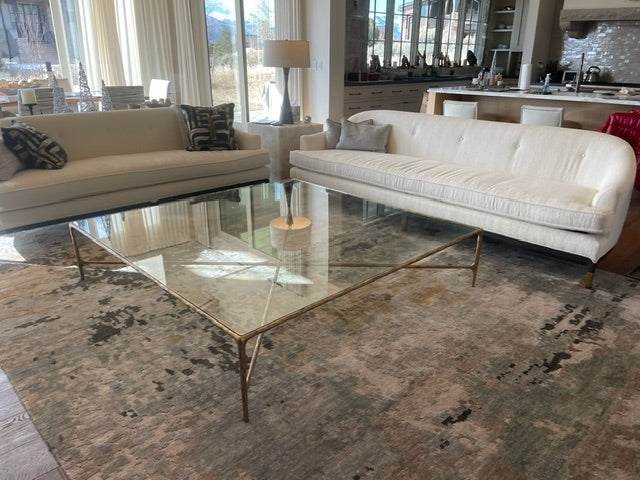 Thaddeus Metal Square Glass Coffee Table Hand-Forged Living Sofa Center Tea Table