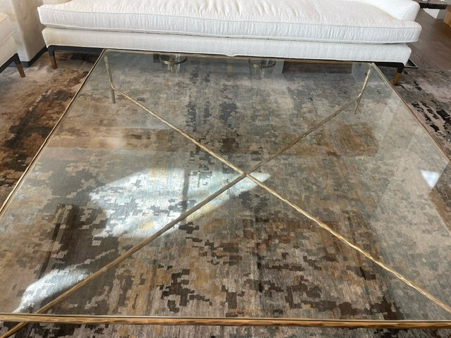Thaddeus Metal Square Glass Coffee Table Hand-Forged Living Sofa Center Tea Table