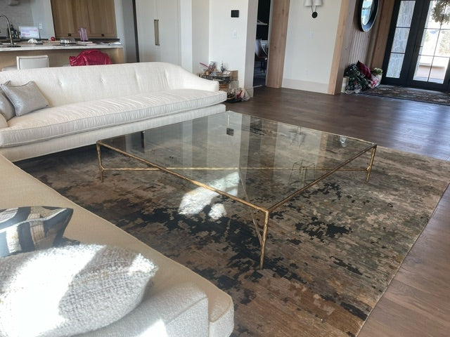 Thaddeus Metal Square Glass Coffee Table Hand-Forged Living Sofa Center Tea Table