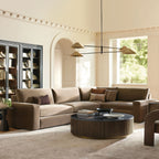 Finnley Round Coffee Table Sofa Center Tea Table with Stone Top & Brass Base