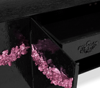 Luxury Black Sideboard Buffet Cabinet with Floral Carved Details & Storage