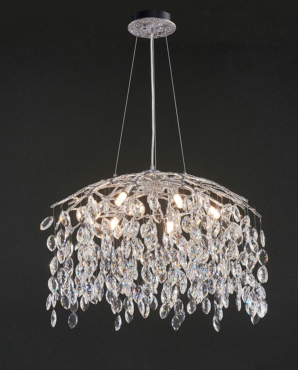 24-40 Inch Silver Tree Branch Chandelier Modern K9 Crystal Chandelier Lighting