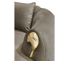 Luxury Curved Sofa with Hand-Hammered Polished Brass Base & Cream Upholstery Design