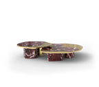 Luxury Calacatta Marble Coffee Table with Black Sculptural Base & Modern Design