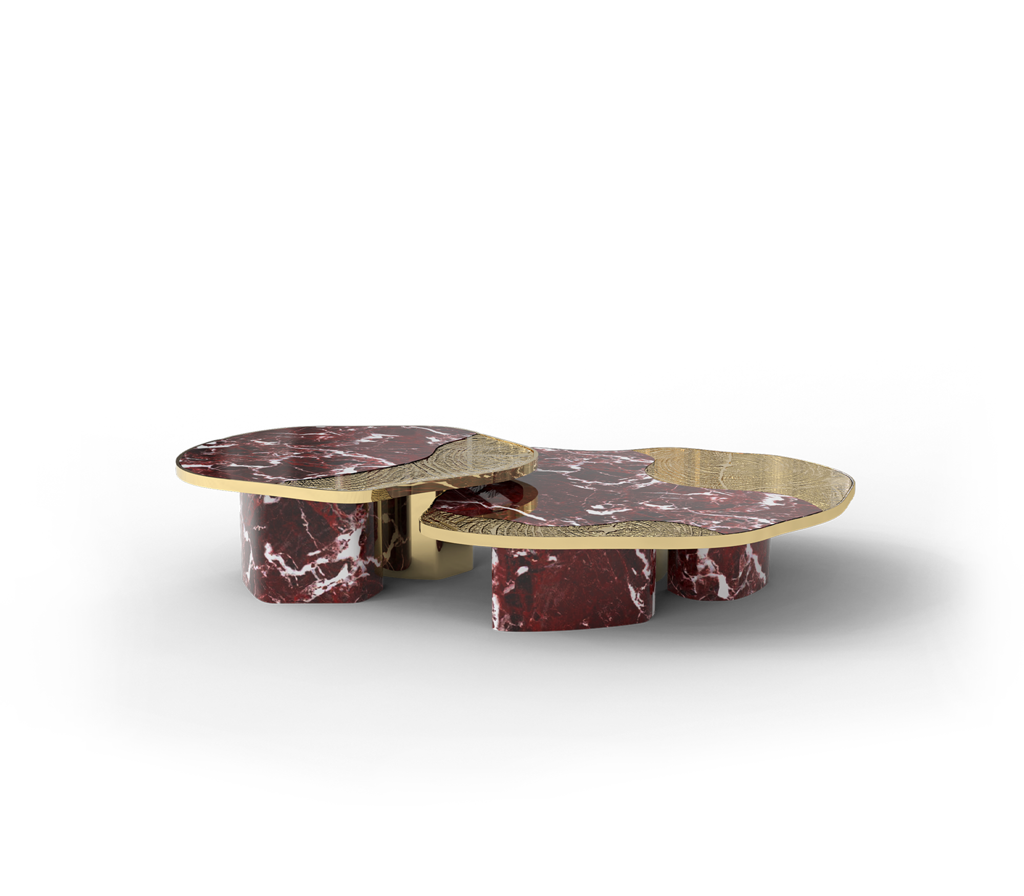Luxury Calacatta Marble Coffee Table with Black Sculptural Base & Modern Design