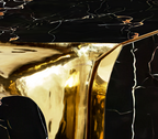 Luxury Black Gold Sideboard Cabinet with Sculptural Cracked Design
