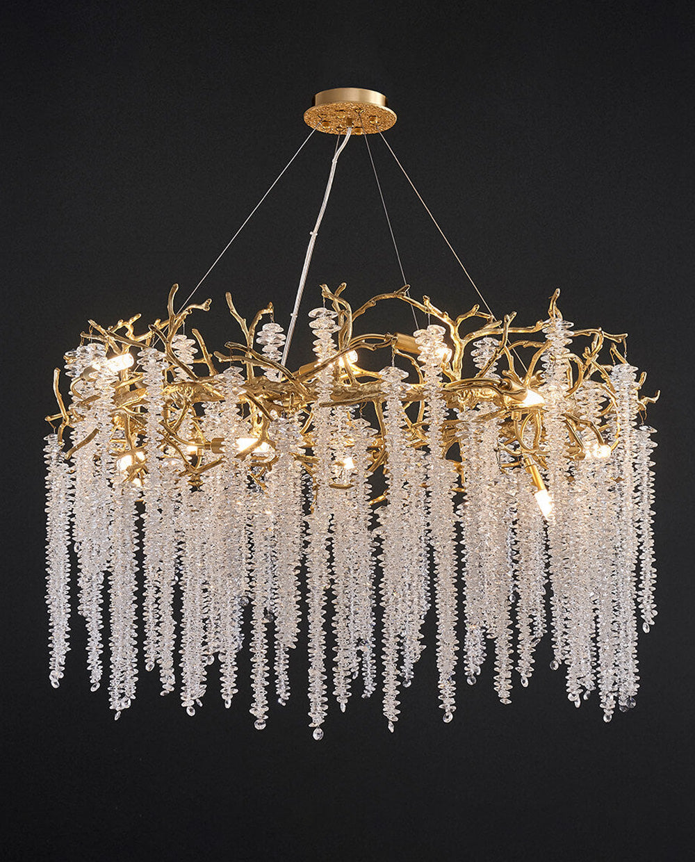 24-40 Inch Round Tree Branch Chandelier Modern Crystal Chandelier in Gold