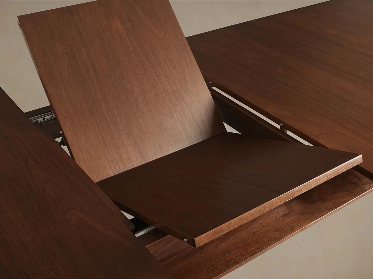 Ross Extension Dining Table with Solid Walnut Wood Self-Storing Leaf Mid-Century Style