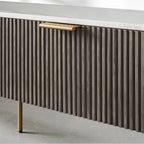 Finnley Luxurious Marble Stone Top Buffet Sideboard Wood Low TV Stand Cabinet Media Console television Storage Side Unit