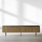 Finnley Luxurious Marble Stone Top Buffet Sideboard Wood Low TV Stand Cabinet Media Console television Storage Side Unit